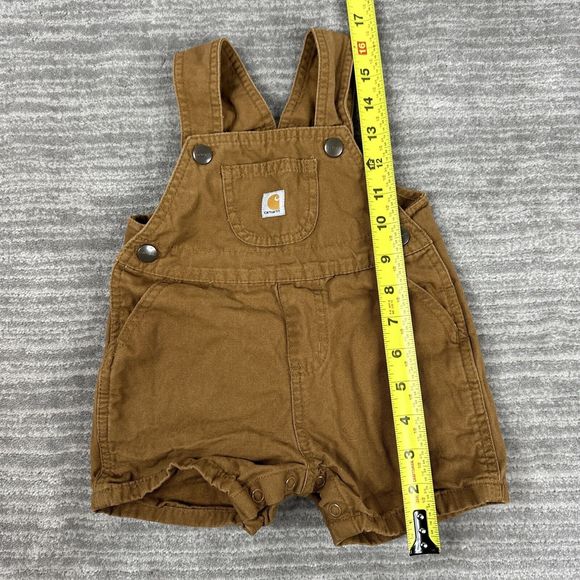 Carhartt Bib Overalls Classic Brown Cargo Pants Size 12M Baby - Picture 5 of 6
